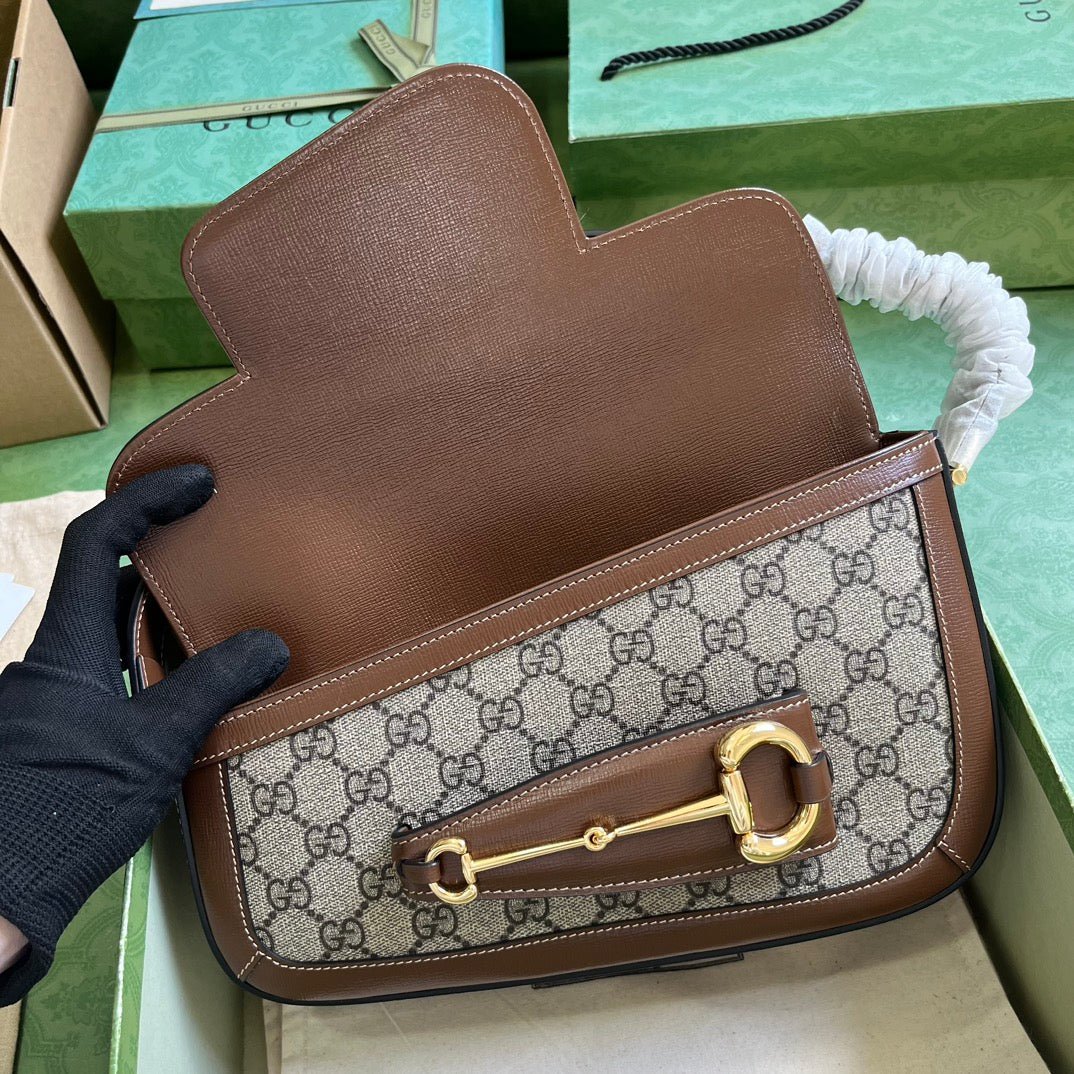 ＧＣＣＩHORSEBIT 1955 SMALL SHOULDER BAG BEGIE-BROWN