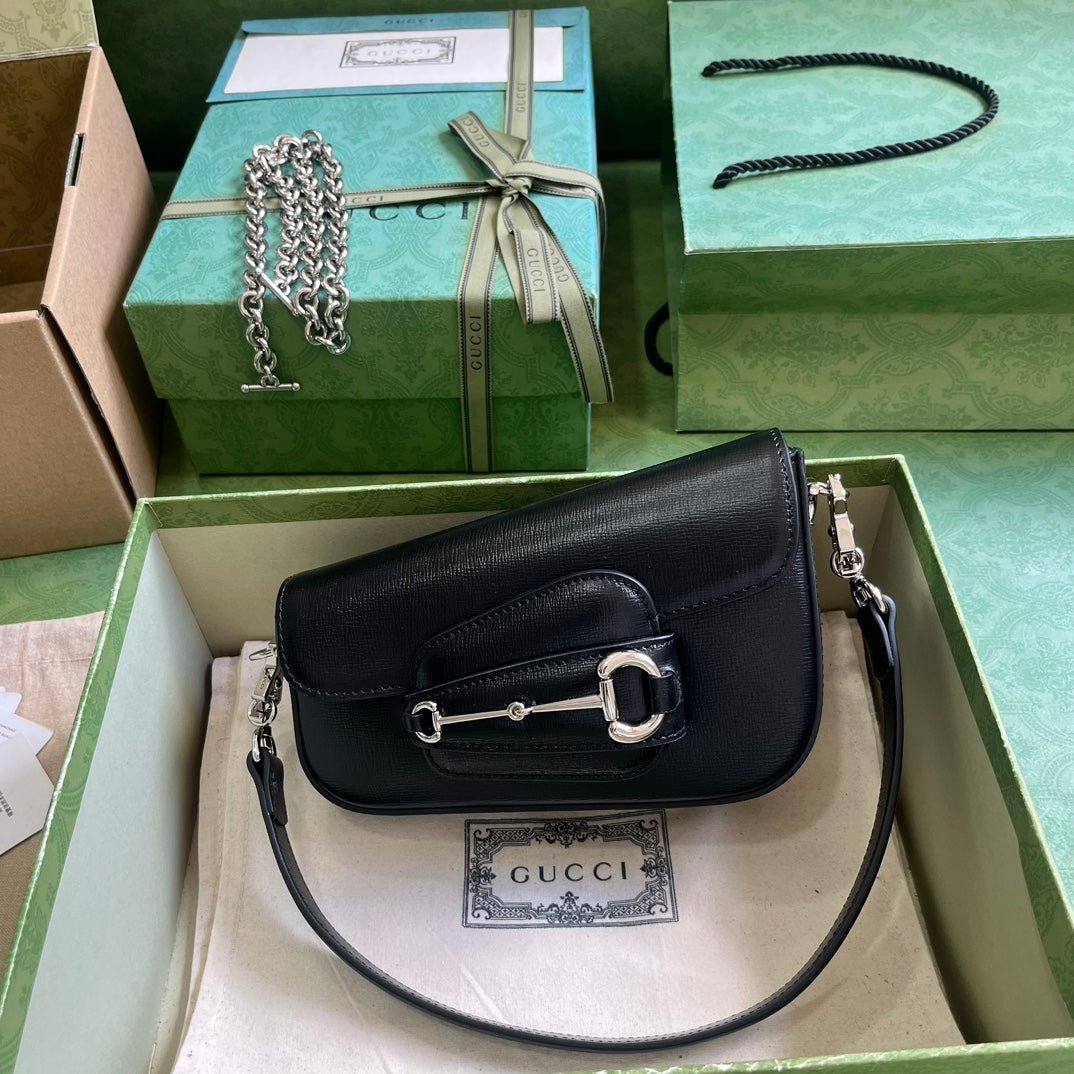 ＧＣＣＩHORSEBIT 1955 MINI LEATHER SHOULDER BAG BLACK