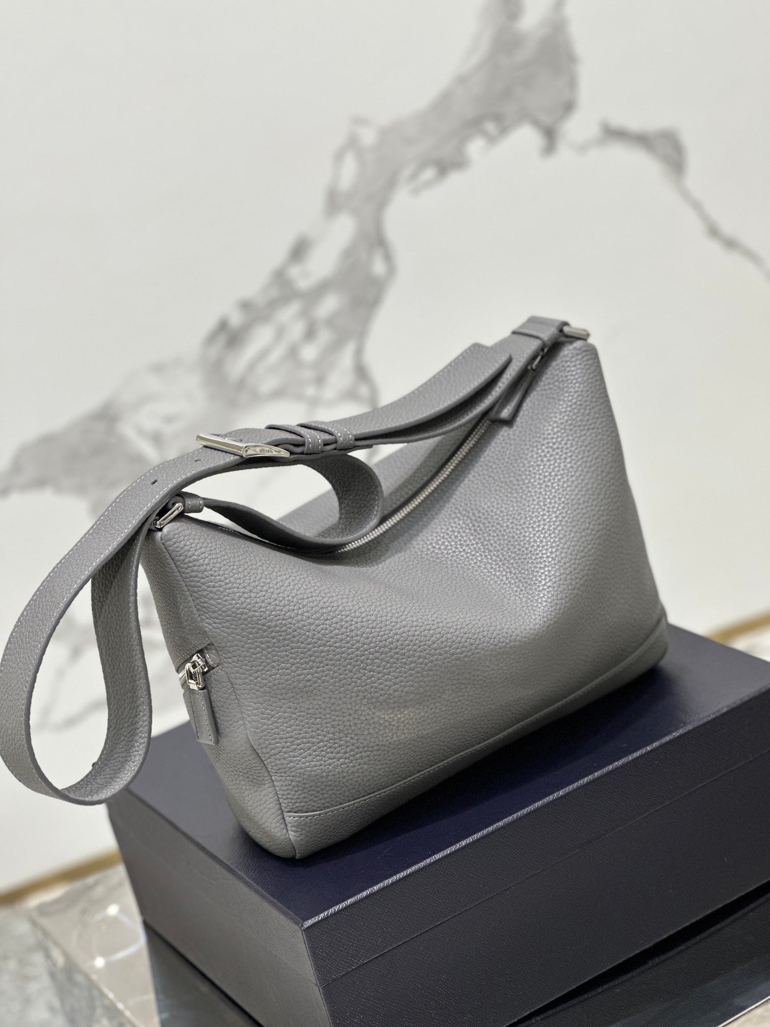 ＰＲＤＡ GRAY LEATHER SHOULDER BAG