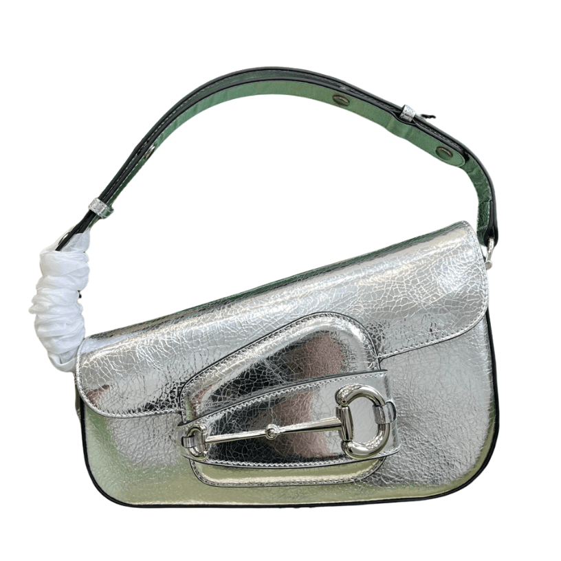 ＧＣＣＩHORSEBIT 1955 METALLIC LEATHER SHOULDER BAG