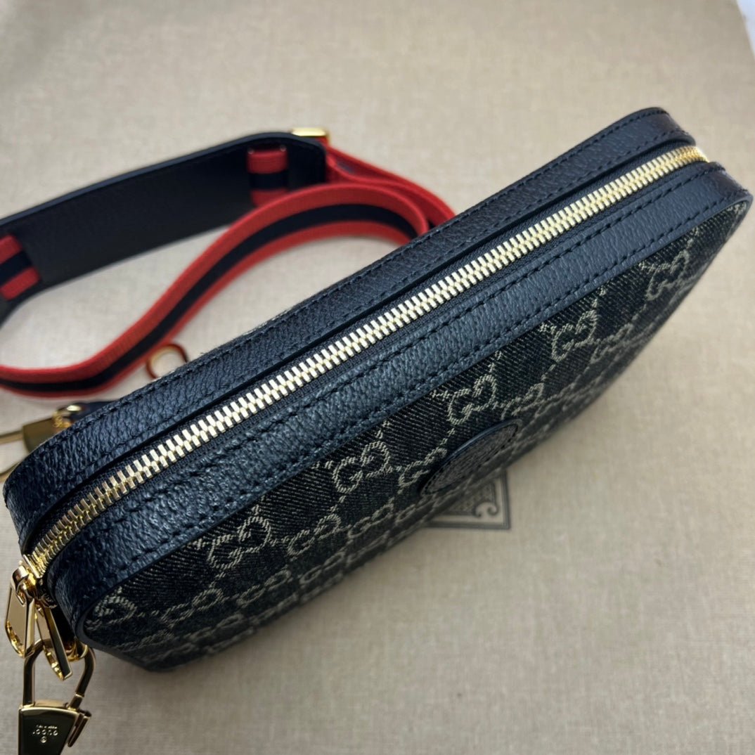 ＧＣＣＩDENIM INTERLOCKING G CROSSBODY BAG BLACK