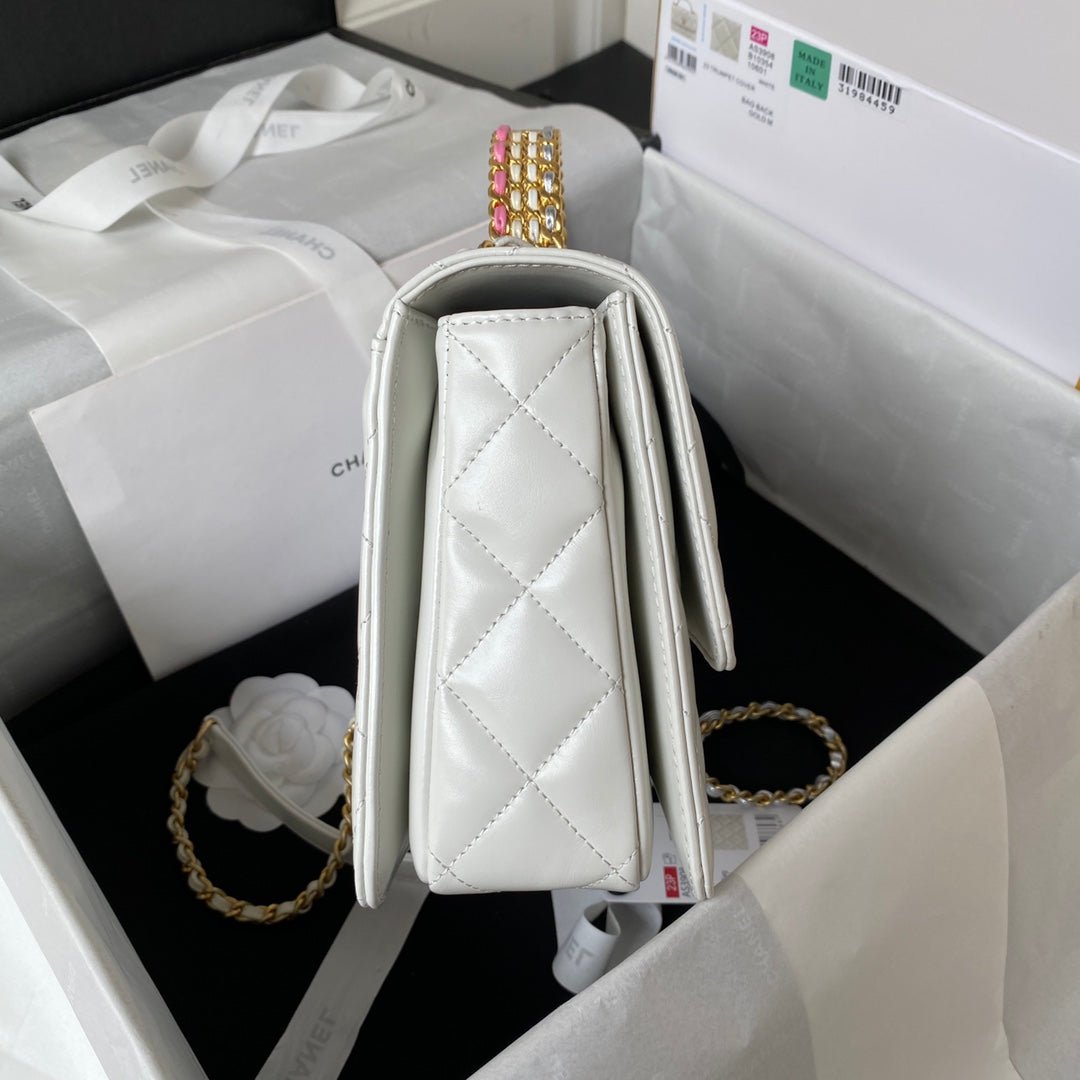 ＣＨＮＥＬRAINBOW TOP HANDLE FLAP BAG WHITE