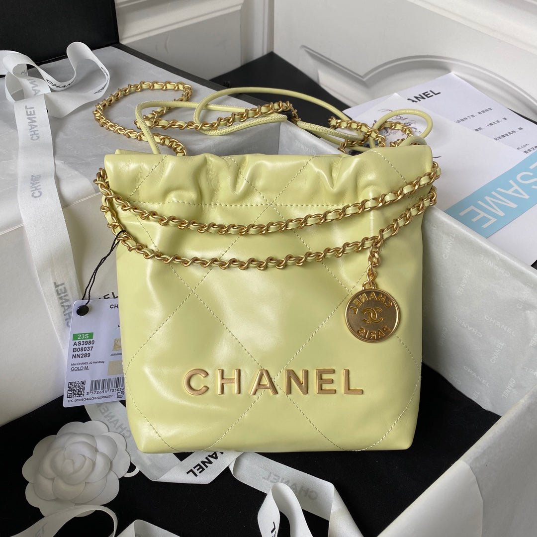 ＣＨＮＥＬ22 MINI HANDBAG LIGHT GREEN GOLD METAL