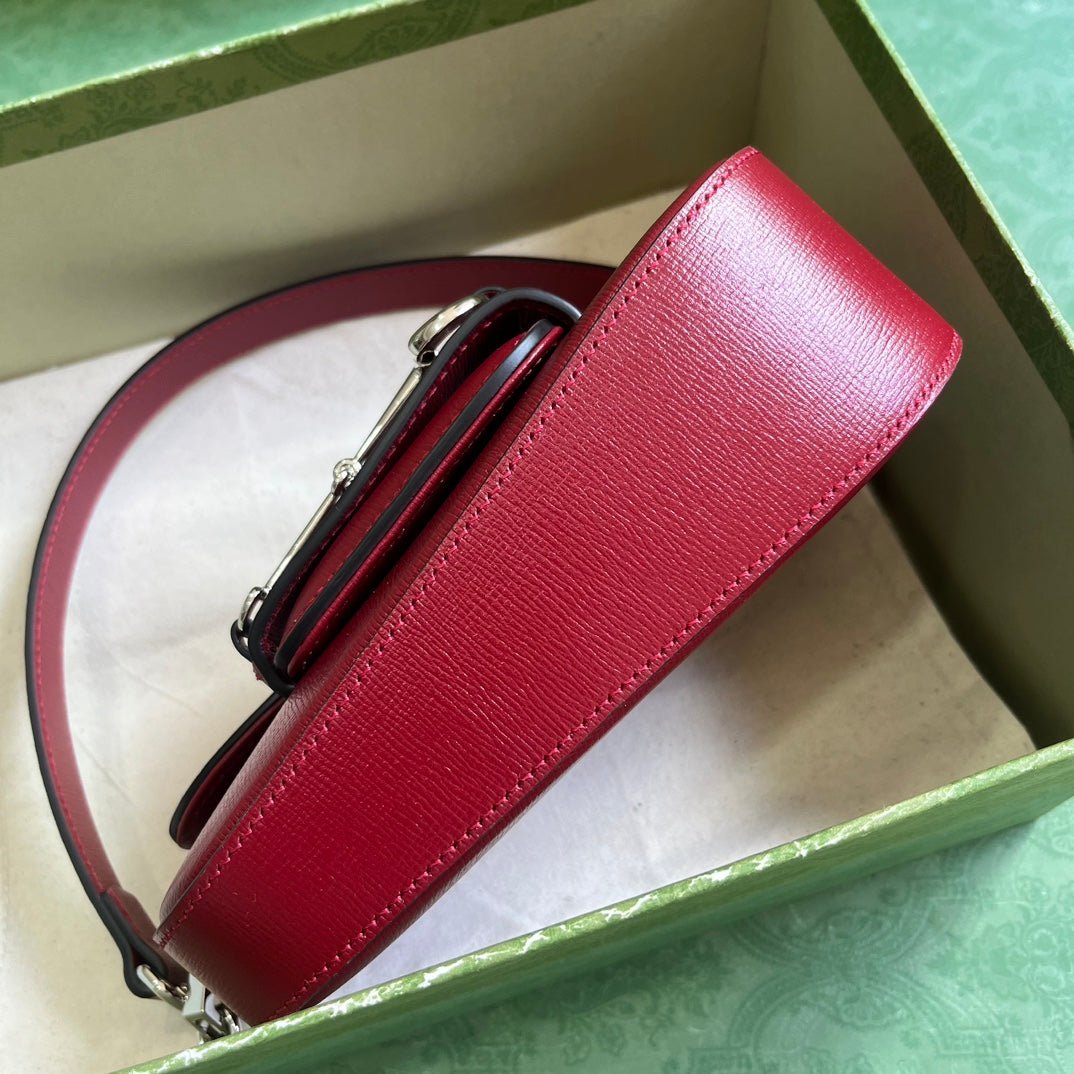 ＧＣＣＩHORSEBIT 1955 MINI LEATHER SHOULDER BAG BOLD RED