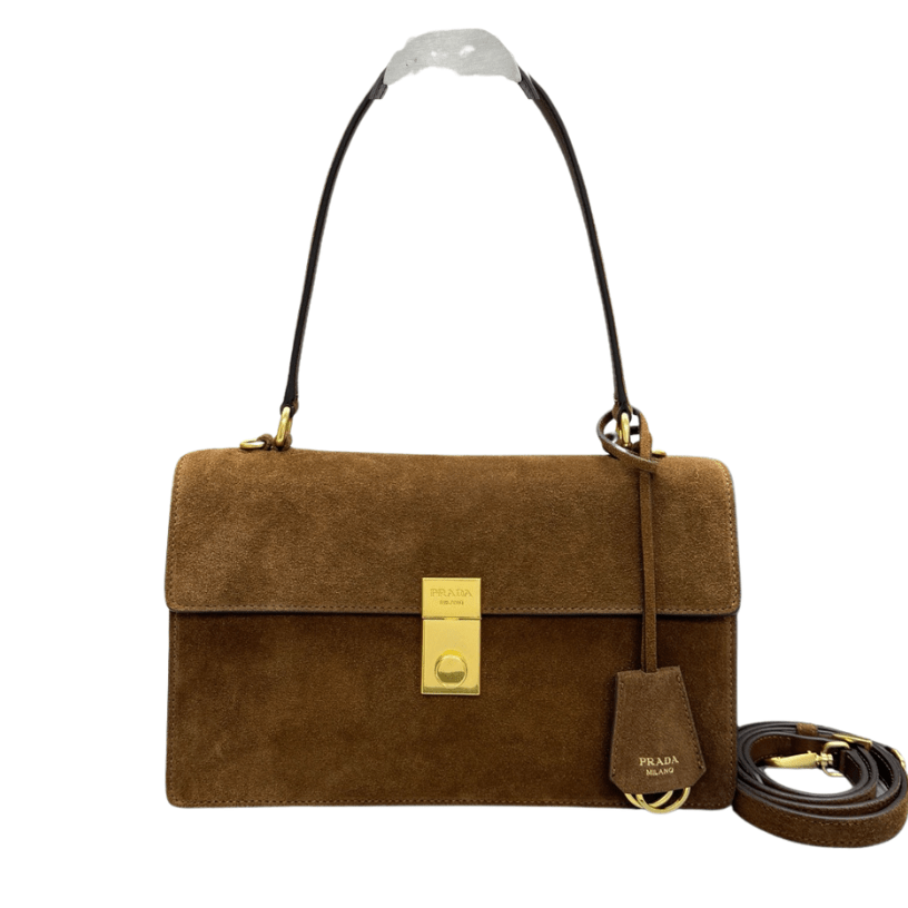 ＰＲＤＡ SOFT SOUND MEDIUM SUEDE SHOULDER BAG COCOA BROWN