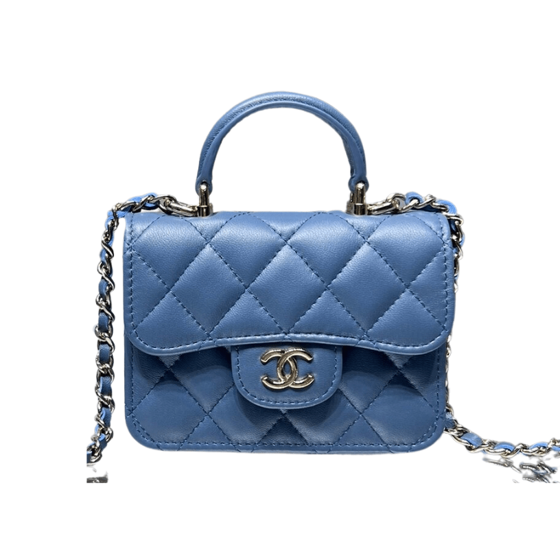 ＣＨＮＥＬFLAP COIN PURSE WITH CHAIN BLUE