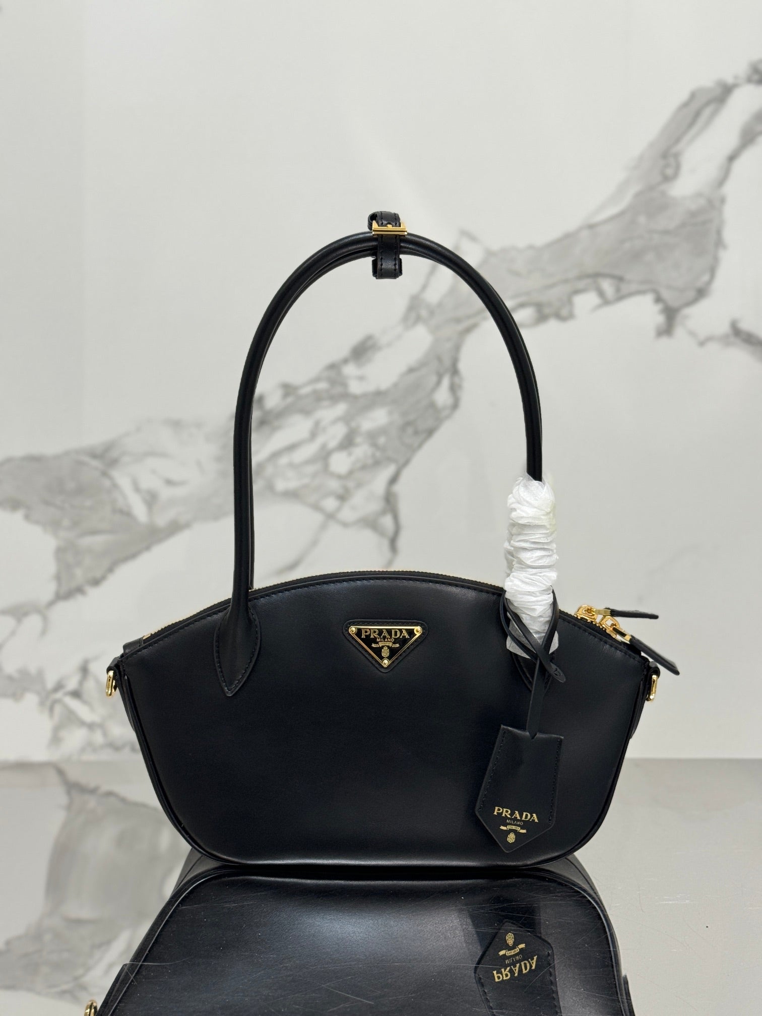 ＰＲＤＡ SMALL LEATHER HANDBAG BLACK