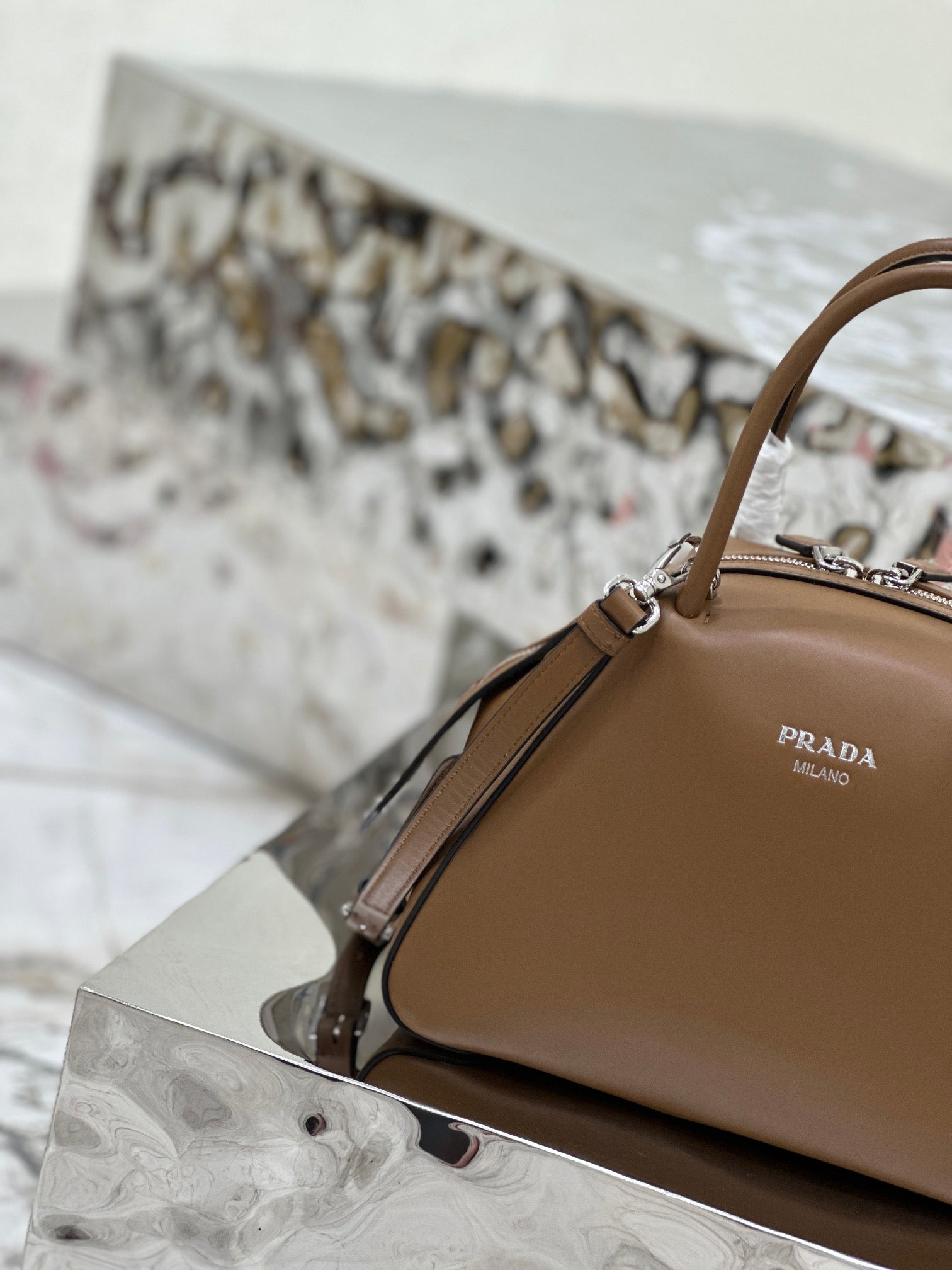 ＰＲＤＡ SUPERNOVA MEDIUM LEATHER TOP HANDLE BAG CARAMEL
