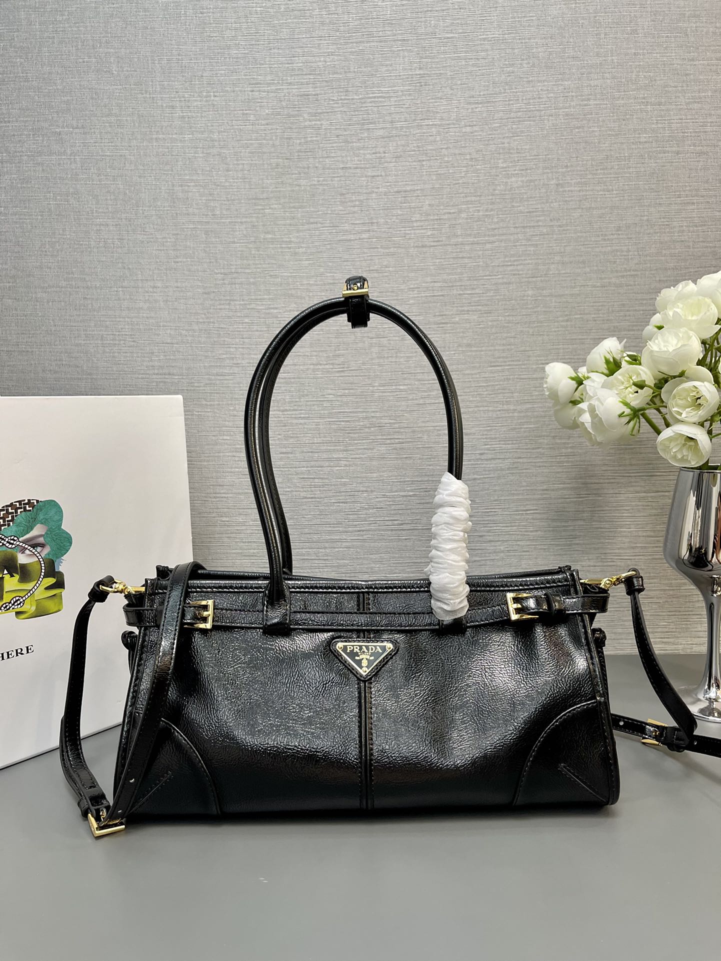 ＰＲＤＡ BONNIE MEDIUM LEATHER HANDBAG BLACK