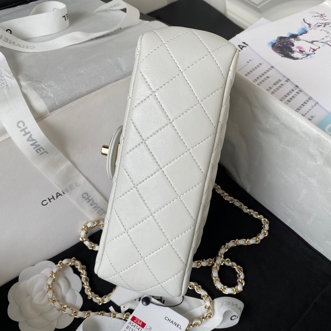 ＣＨＮＥＬFLAP BAG WITH TOP HANDLE WHITE