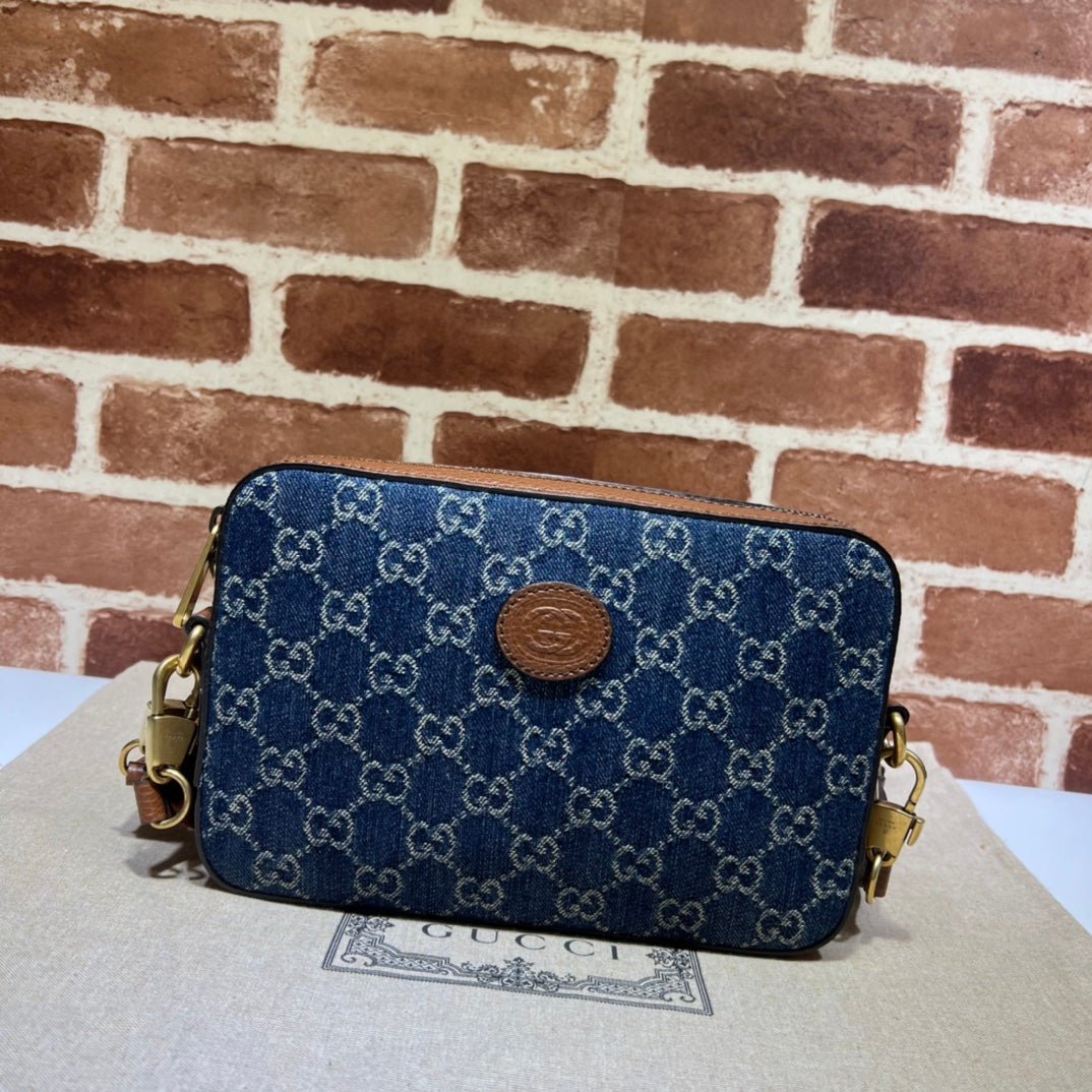 ＧＣＣＩDENIM INTERLOCKING G CROSSBODY BAG BLUE