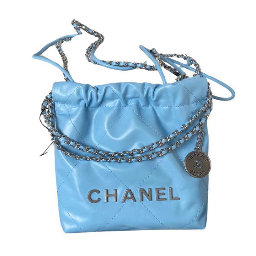 ＣＨＮＥＬ22 MINI HANDBAG BLUE GOLD METAL
