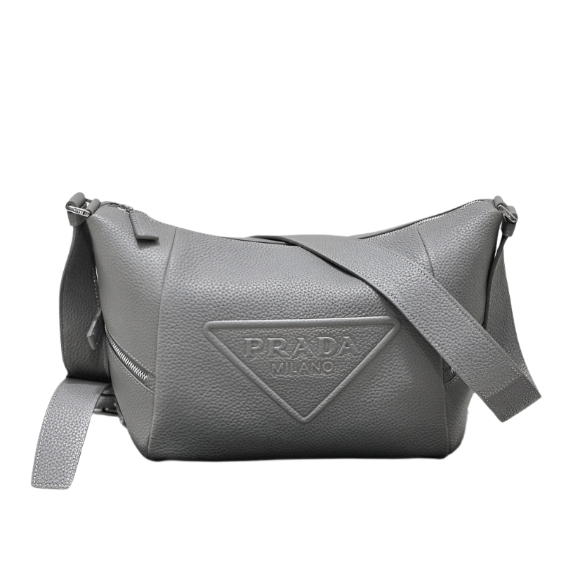 ＰＲＤＡ GRAY LEATHER SHOULDER BAG
