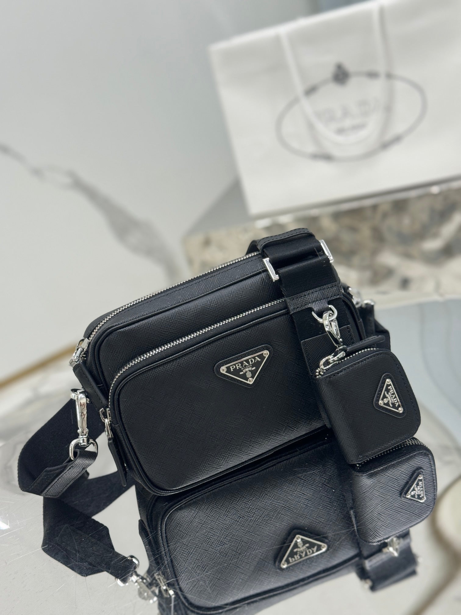 ＰＲＤＡ SAFFIANO LEATHER SHOULDER BAG BLACK