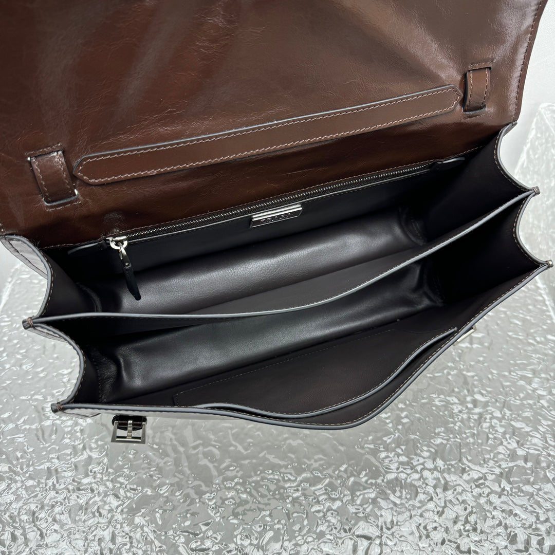 ＰＲＤＡ MEDIUM LEATHER HANDBAG DARK BROWN