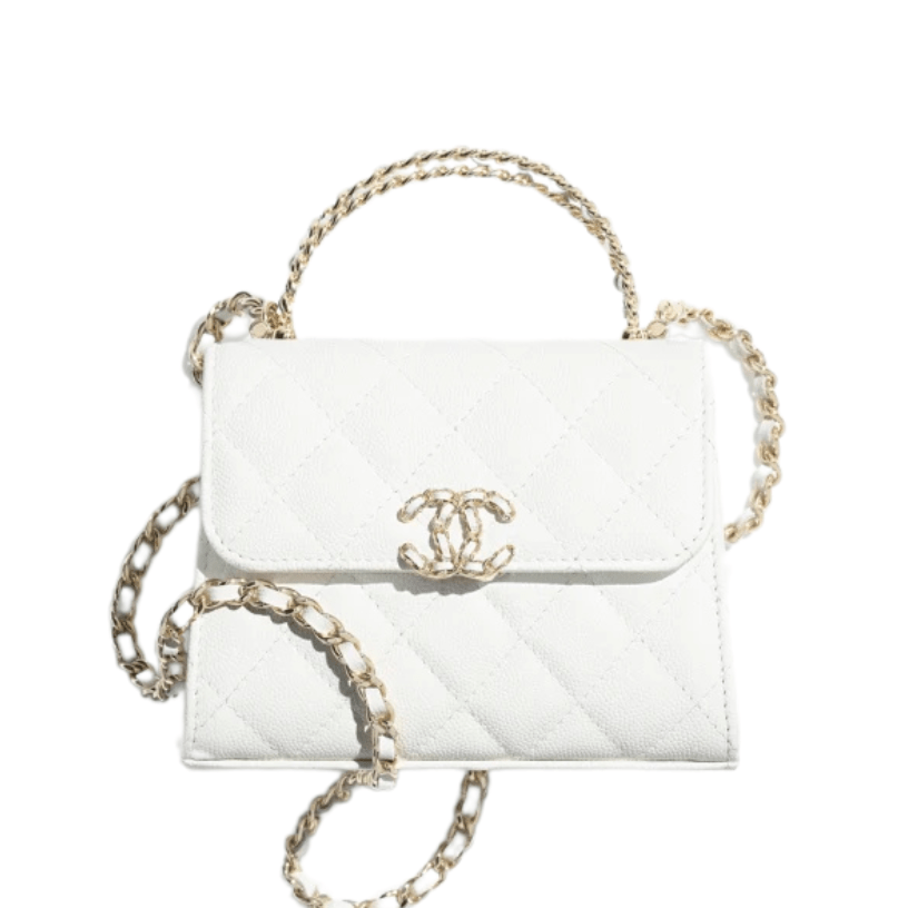 ＣＨＮＥＬCLUTCH WITH CHAIN WHITE