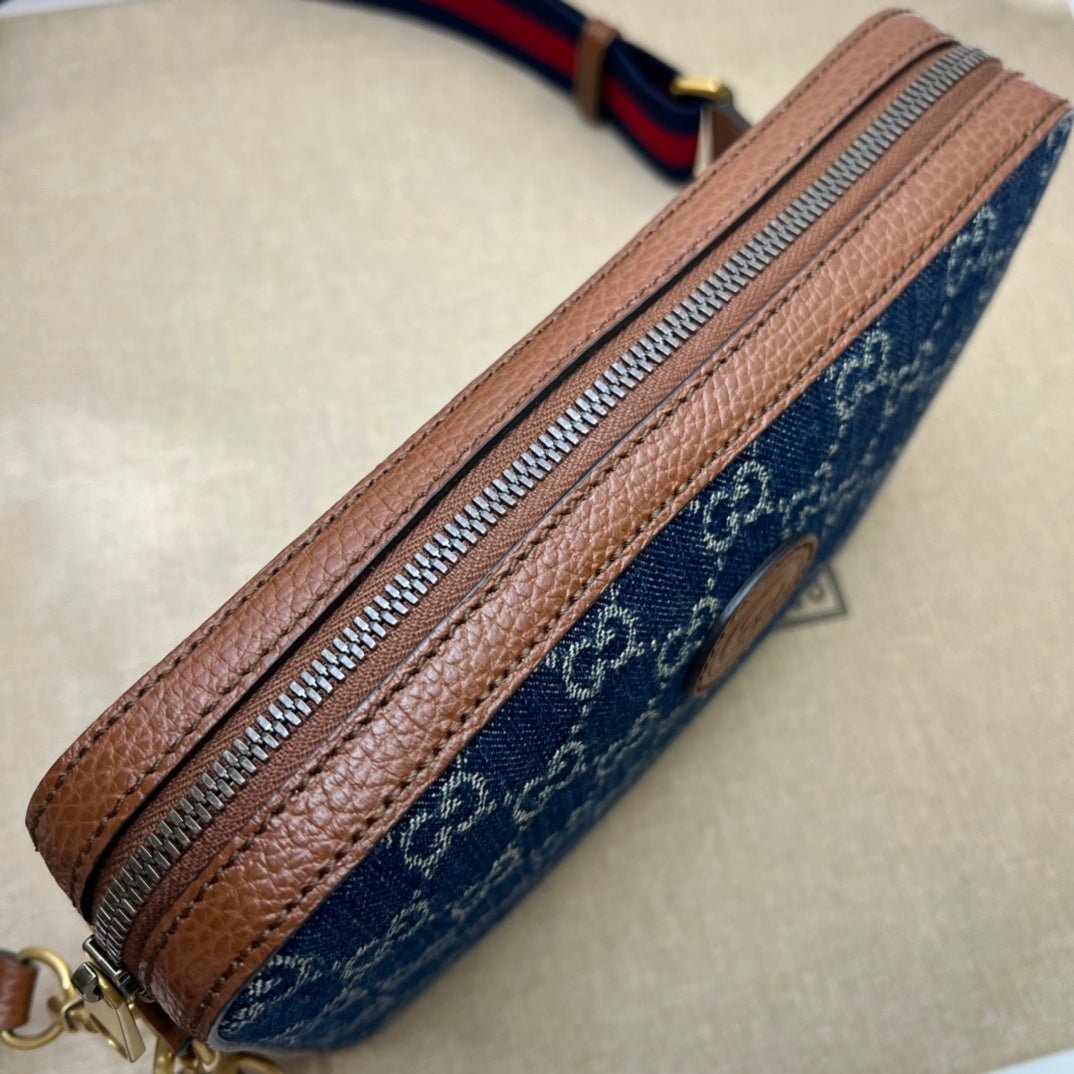 ＧＣＣＩDENIM INTERLOCKING G CROSSBODY BAG BLUE