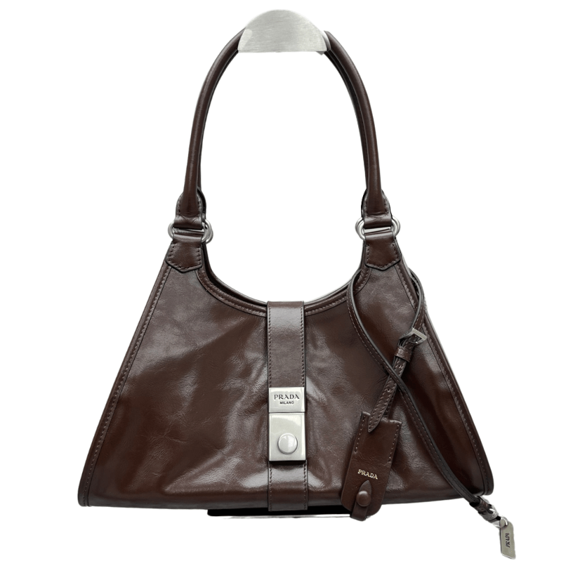 ＰＲＤＡ MEDIUM LEATHER TOTE BAG DARK BROWN
