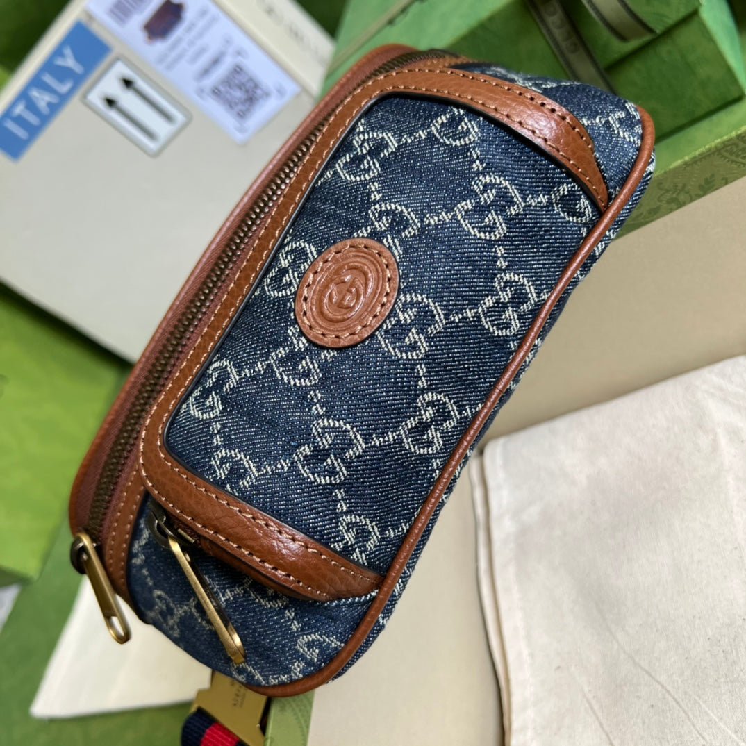 ＧＣＣＩGG DENIM WEB BELT BAG BLUE