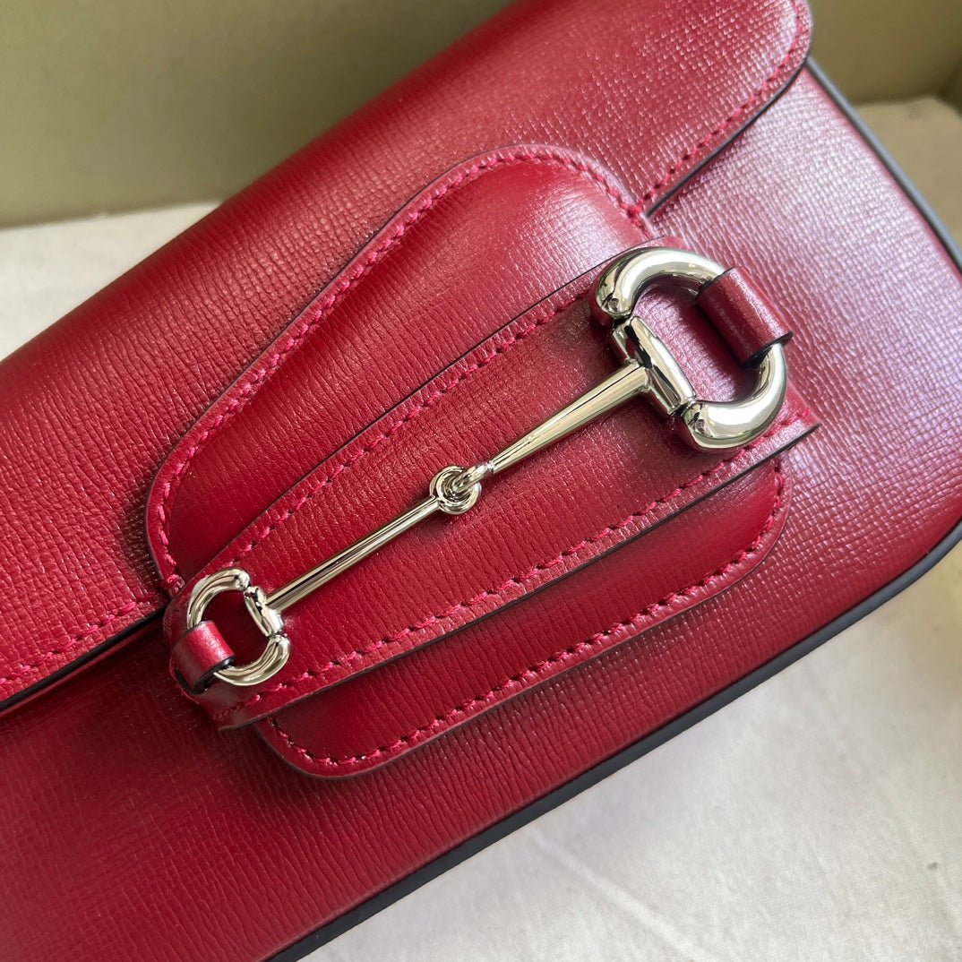 ＧＣＣＩHORSEBIT 1955 MINI LEATHER SHOULDER BAG BOLD RED