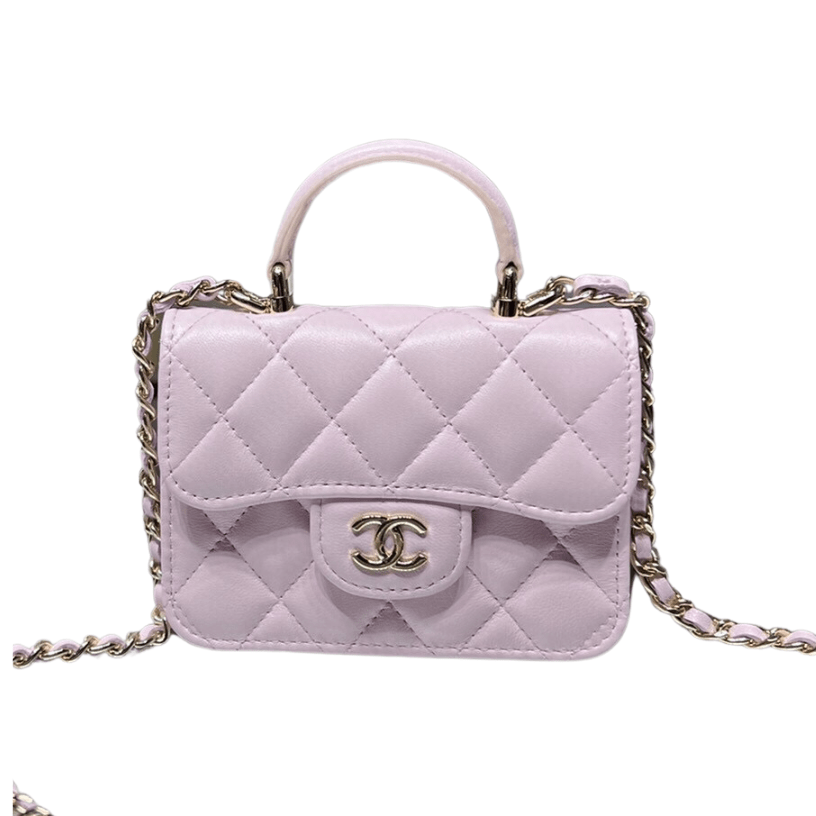 ＣＨＮＥＬFLAP COIN PURSE WITH CHAIN ROSE QUARTZ