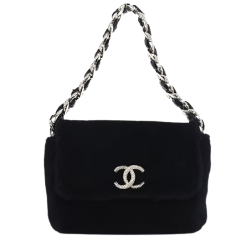 ＣＨＮＥＬSHEARLING CRYSTAL STRASS FLAP BAG