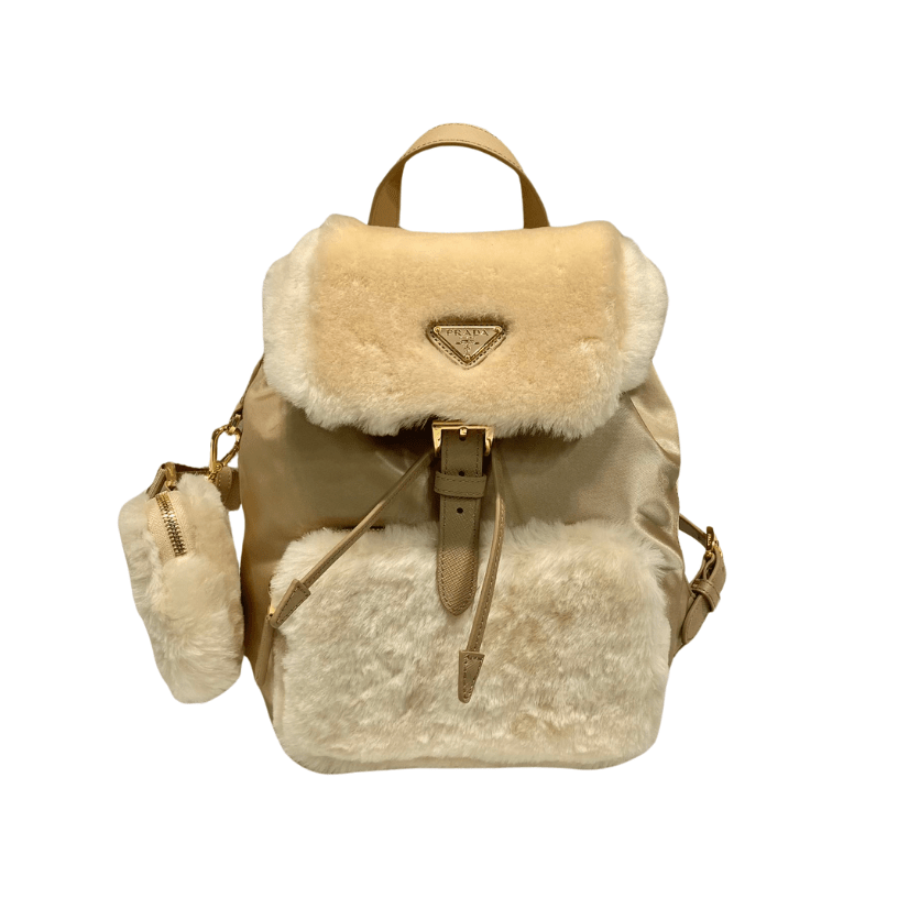 ＰＲＤＡ RE-NYLON AND SHEARLING BACKPACK