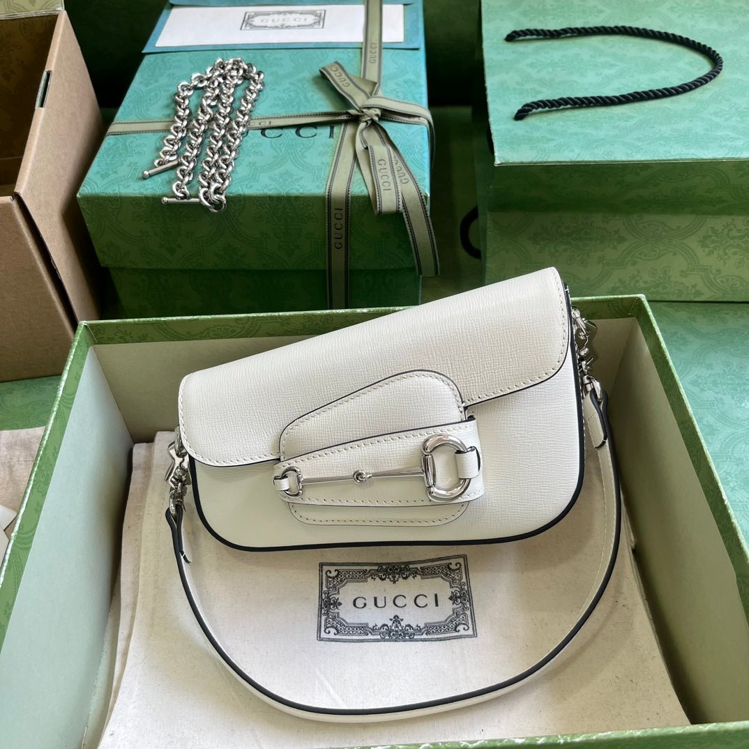 ＧＣＣＩHORSEBIT 1955 MINI LEATHER SHOULDER BAG WHITE
