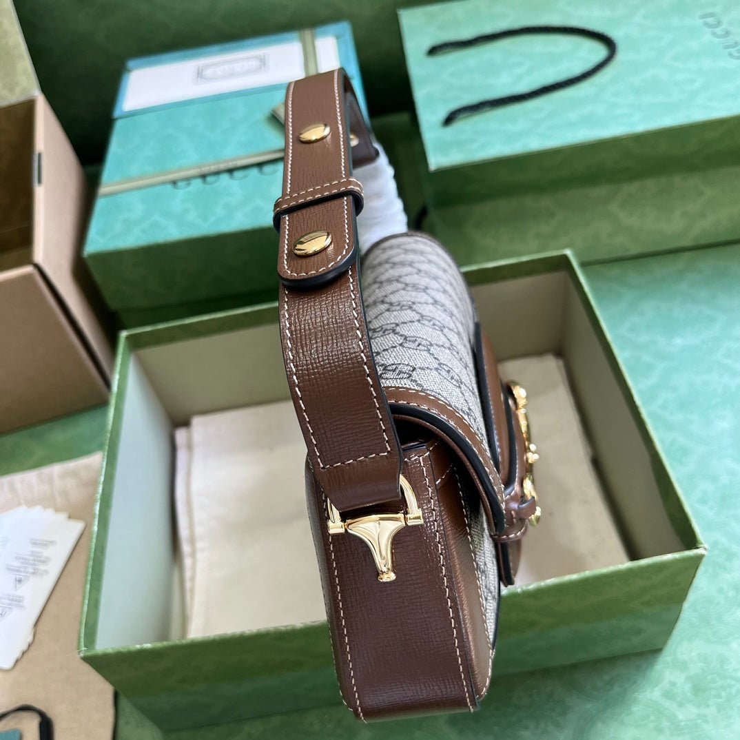 ＧＣＣＩHORSEBIT 1955 SMALL SHOULDER BAG BEGIE-BROWN