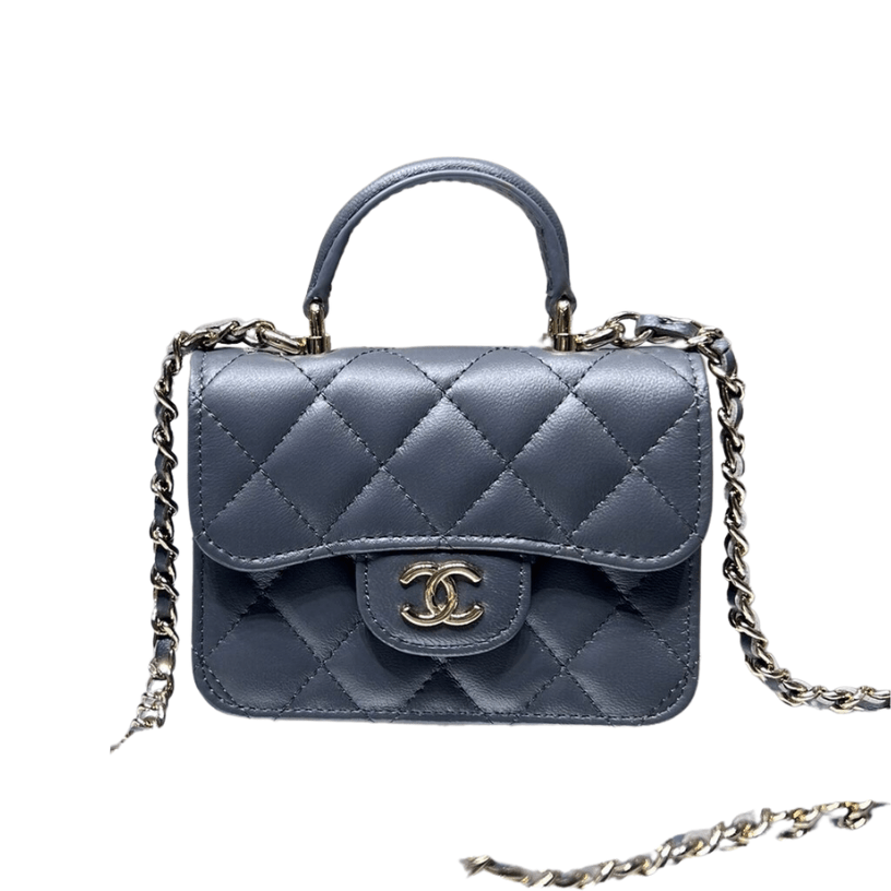 ＣＨＮＥＬFLAP COIN PURSE WITH CHAIN GRAY