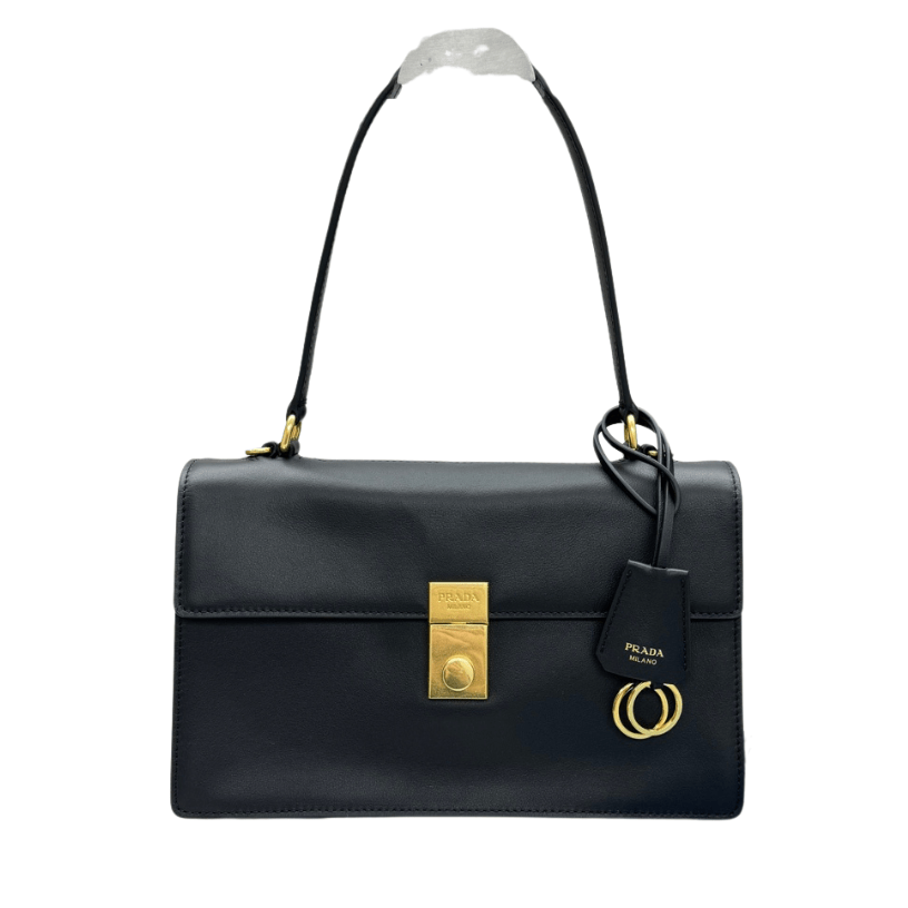 ＰＲＤＡ SOFT SOUND MEDIUM LEATHER SHOULDER BAG BLACK