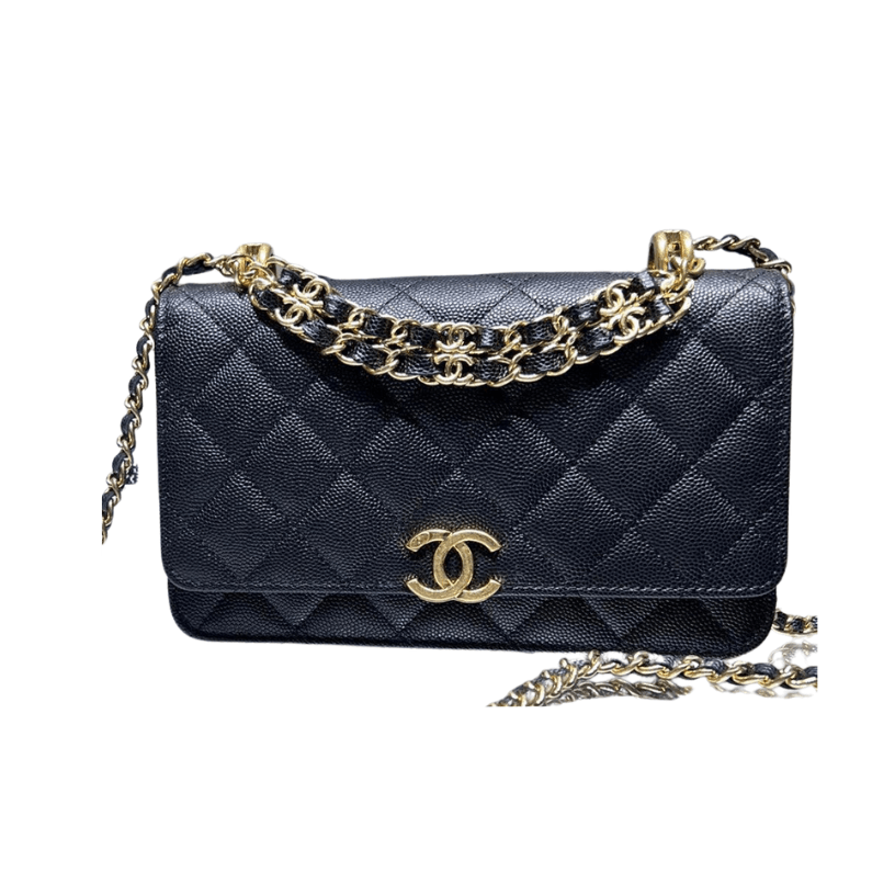ＣＨＮＥＬ22K DOUBLE CHAIN BAG BLACK
