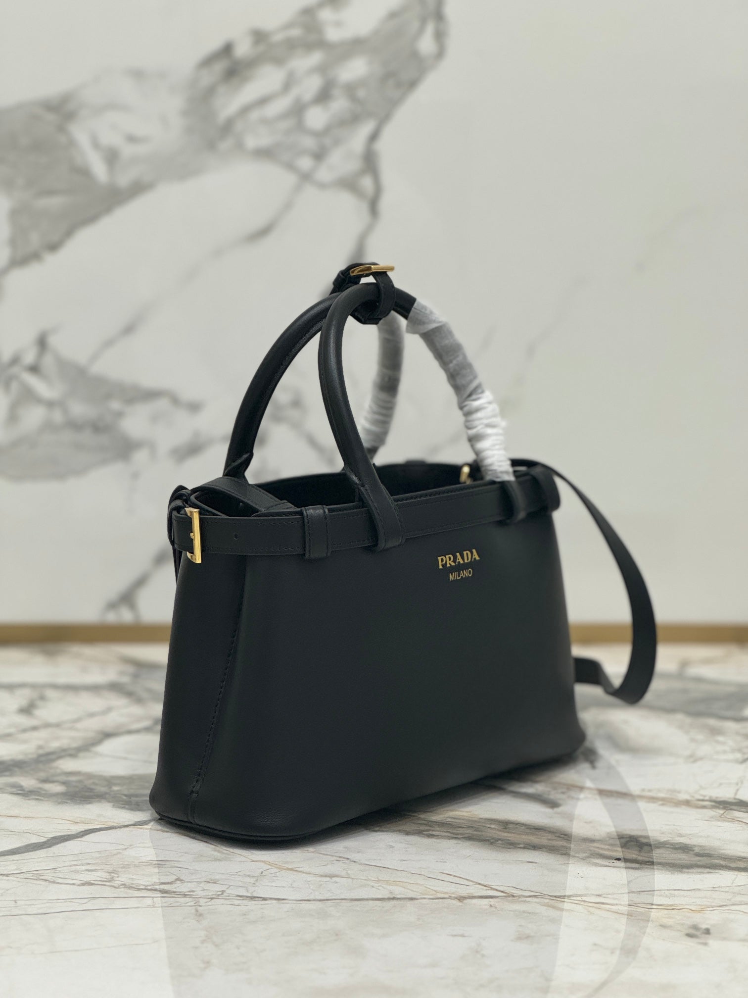 ＰＲＤＡ BUCKLE SMALL LEATHER HANDBAG WITH DOUBLE BELT