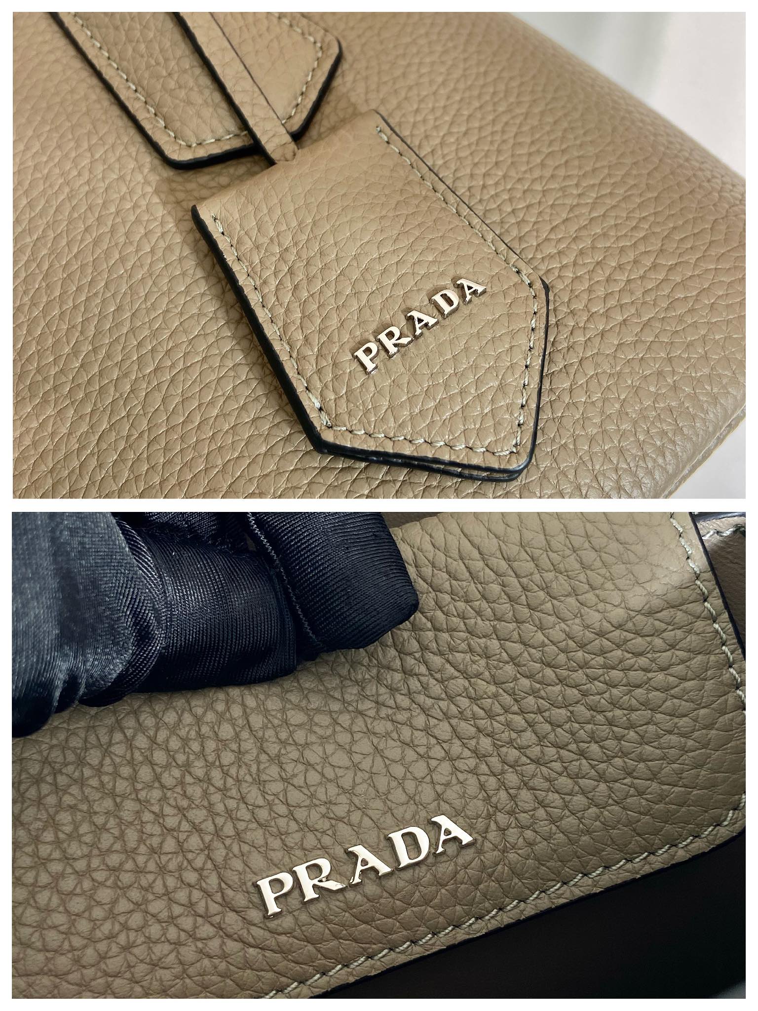 ＰＲＤＡ LEATHER TOTE BAG TAUPE GRAY