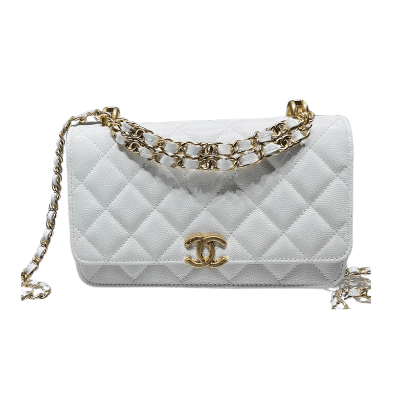 ＣＨＮＥＬ22K DOUBLE CHAIN BAG WHITE