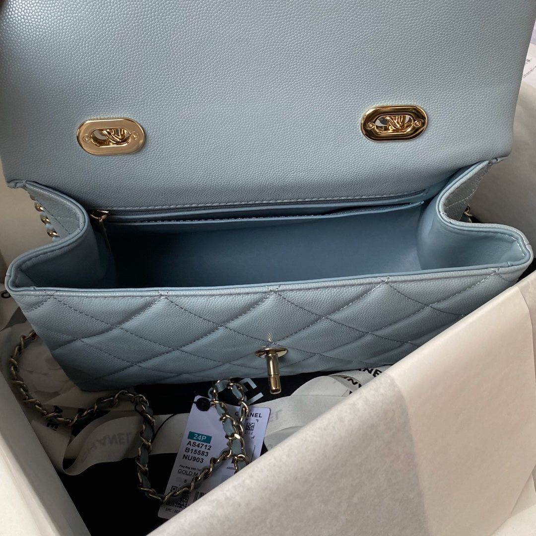 ＣＨＮＥＬTOP HANDLE FLAP BAG LIGHT BLUE