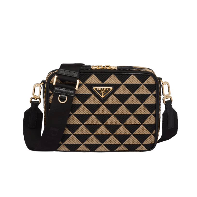 ＰＲＤＡ SYMBOLE EMBROIDERED FABRIC BAG BLACK/BEIGE