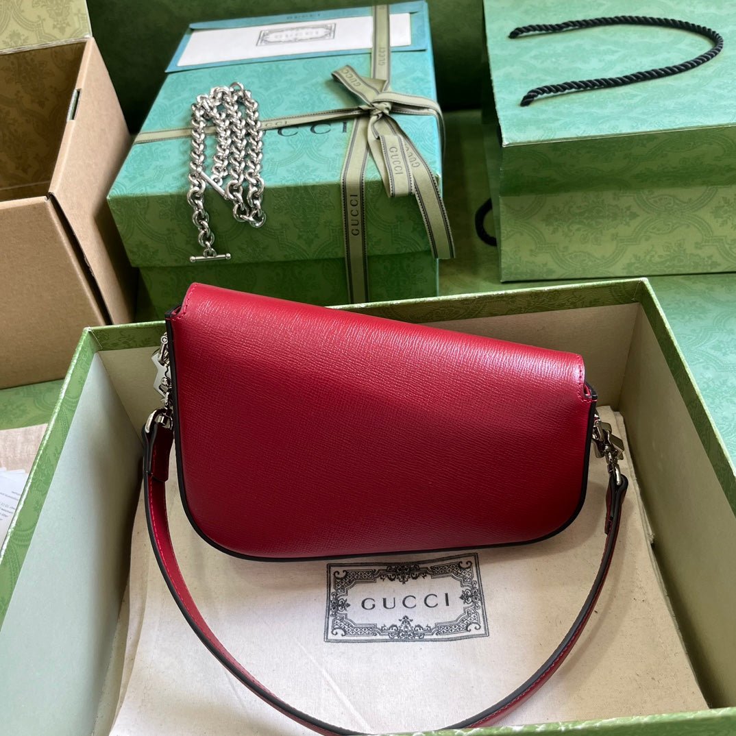 ＧＣＣＩHORSEBIT 1955 MINI LEATHER SHOULDER BAG BOLD RED