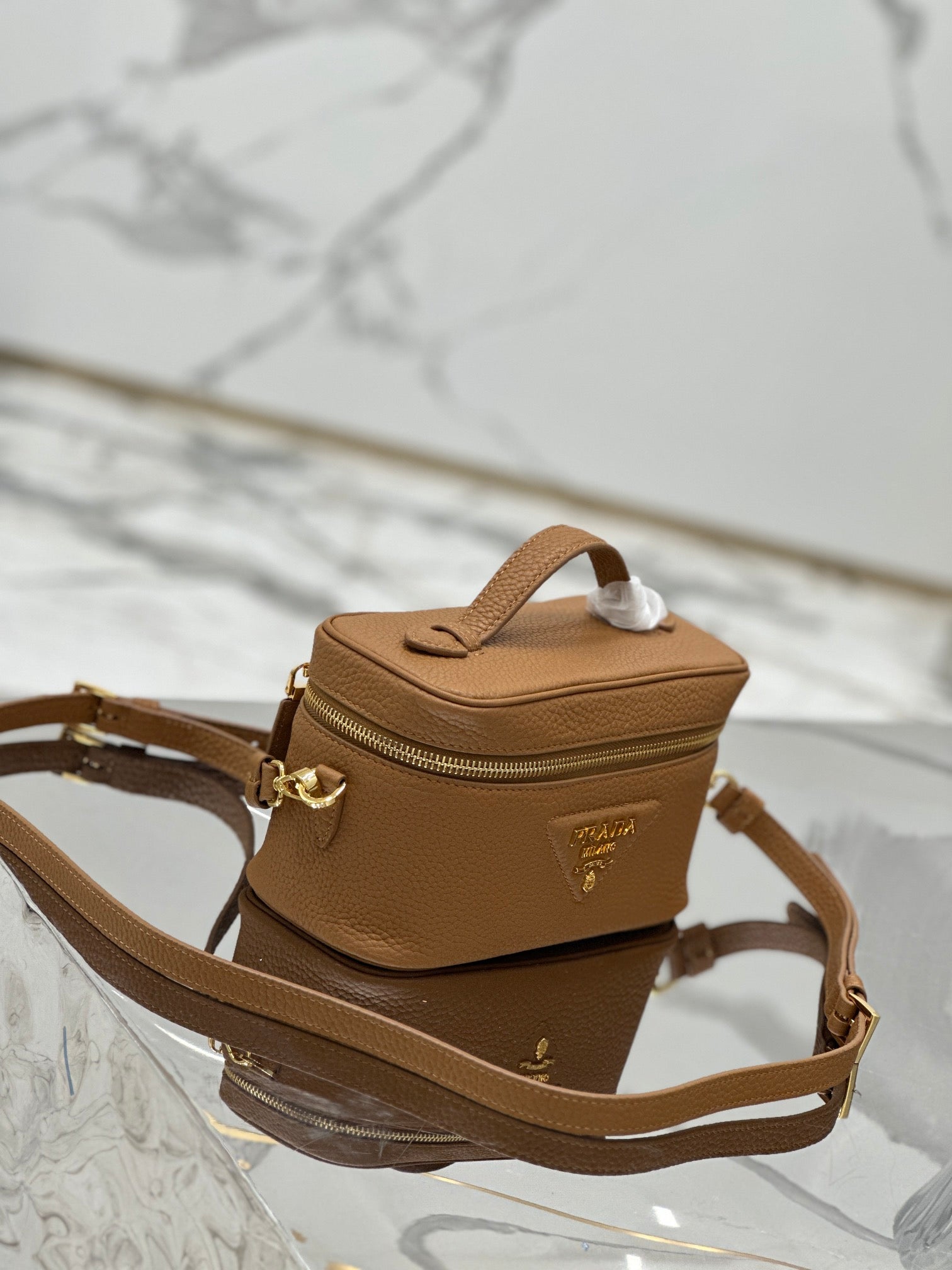 ＰＲＤＡ LEATHER MINI BAG COGNAC