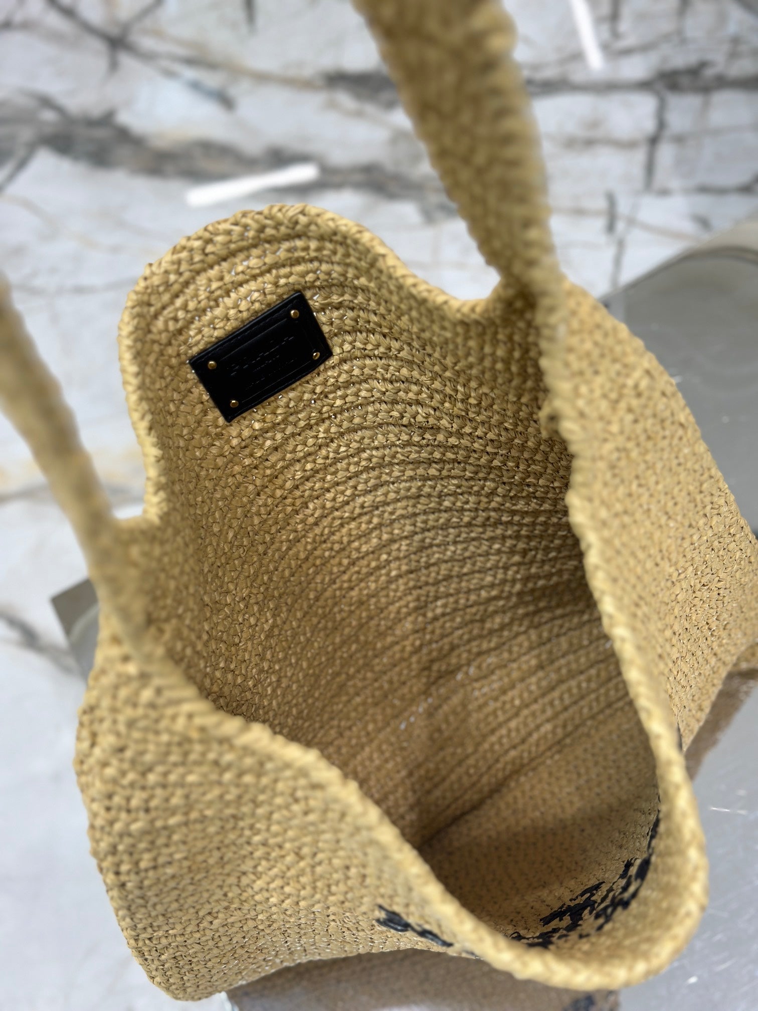 ＰＲＤＡ BEIGE RAFFIA TOTE BAG
