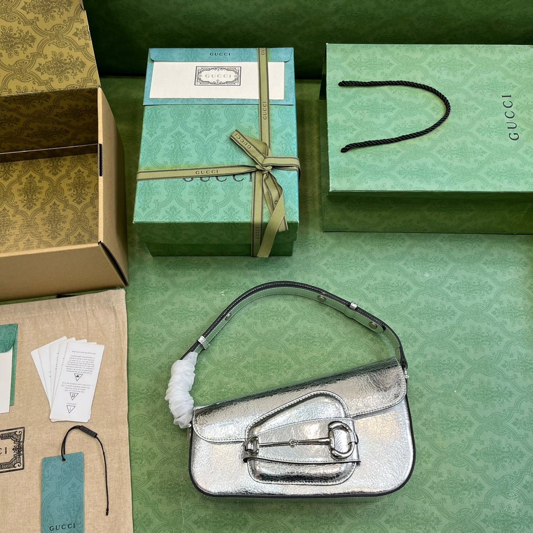 ＧＣＣＩHORSEBIT 1955 METALLIC LEATHER SHOULDER BAG