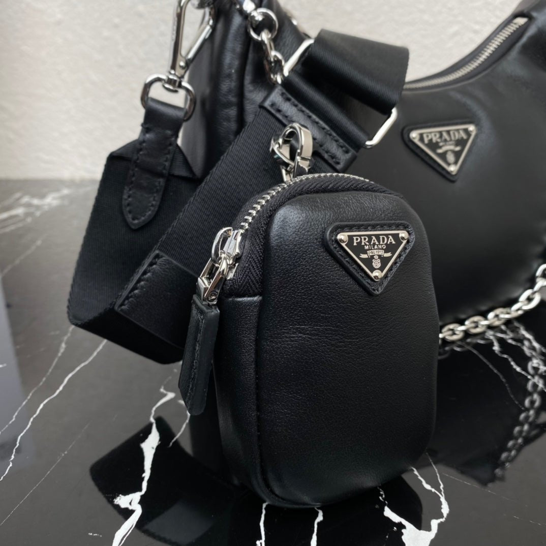 ＰＲＤＡ HANDBAG BLACK LEATHER