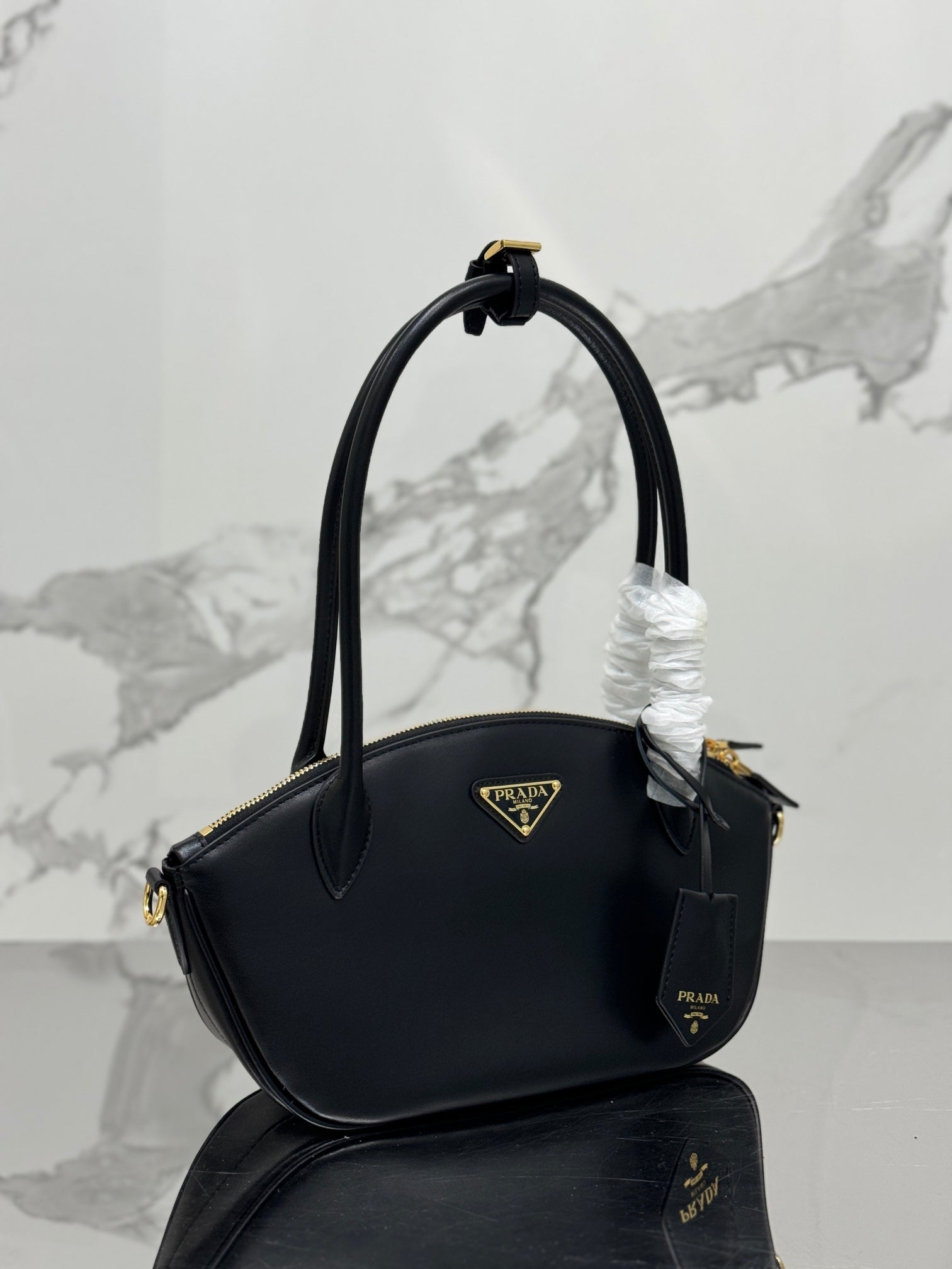 ＰＲＤＡ SMALL LEATHER HANDBAG BLACK