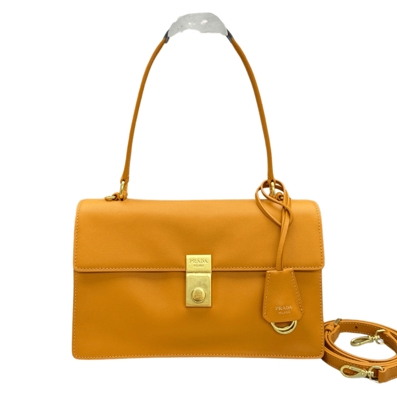 ＰＲＤＡ SOFT SOUND MEDIUM LEATHER SHOULDER BAG AMBER