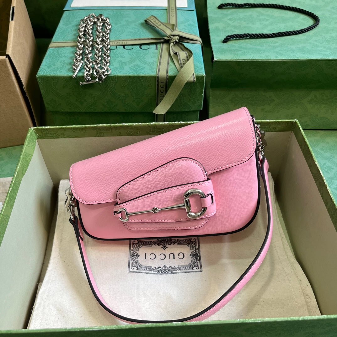 ＧＣＣＩHORSEBIT 1955 MINI LEATHER SHOULDER BAG PINK