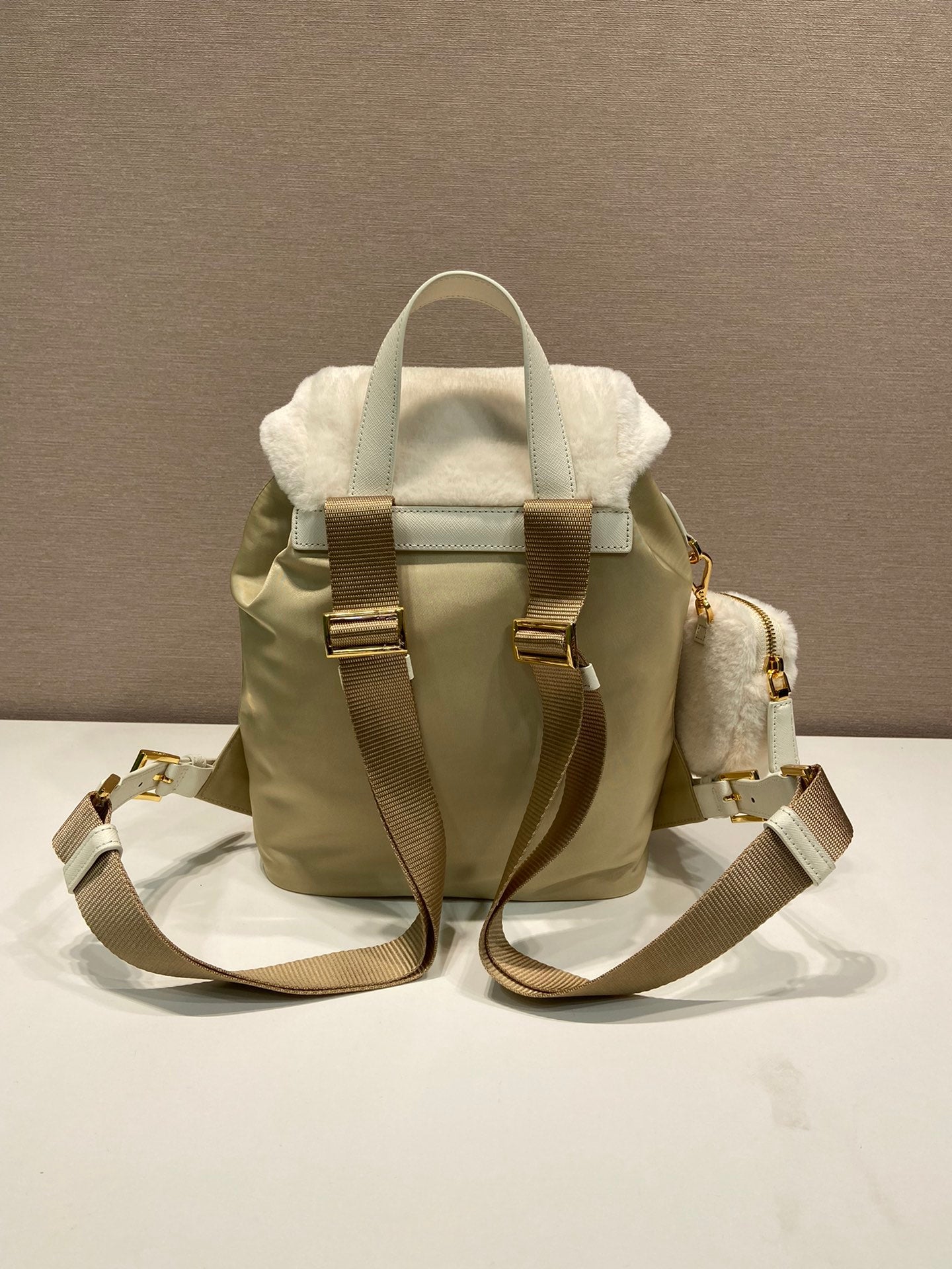 ＰＲＤＡ RE-NYLON AND SHEARLING BACKPACK