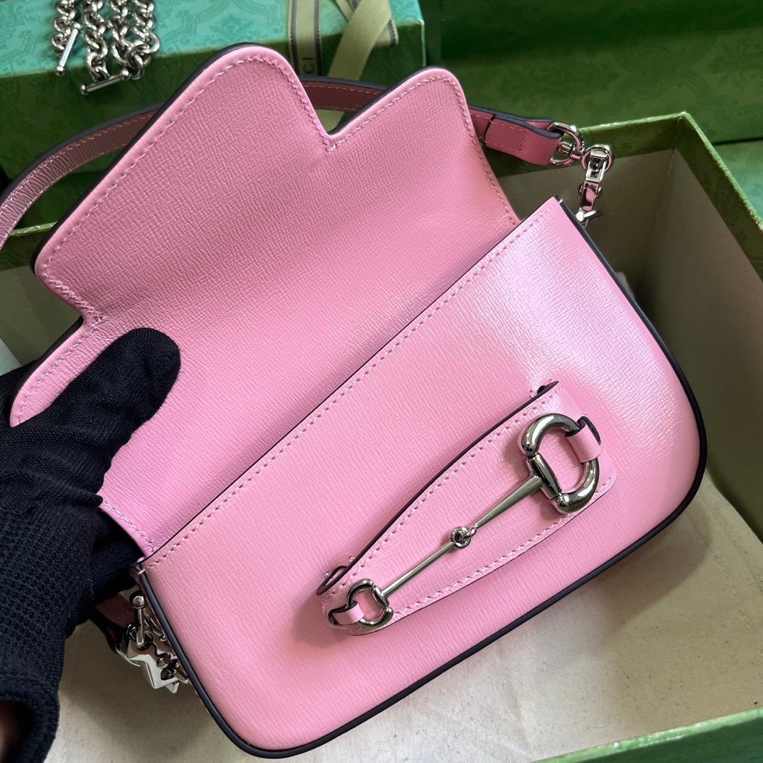 ＧＣＣＩHORSEBIT 1955 MINI LEATHER SHOULDER BAG PINK