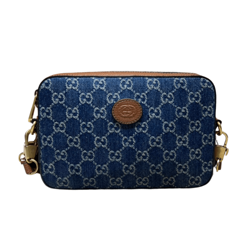 ＧＣＣＩDENIM INTERLOCKING G CROSSBODY BAG BLUE