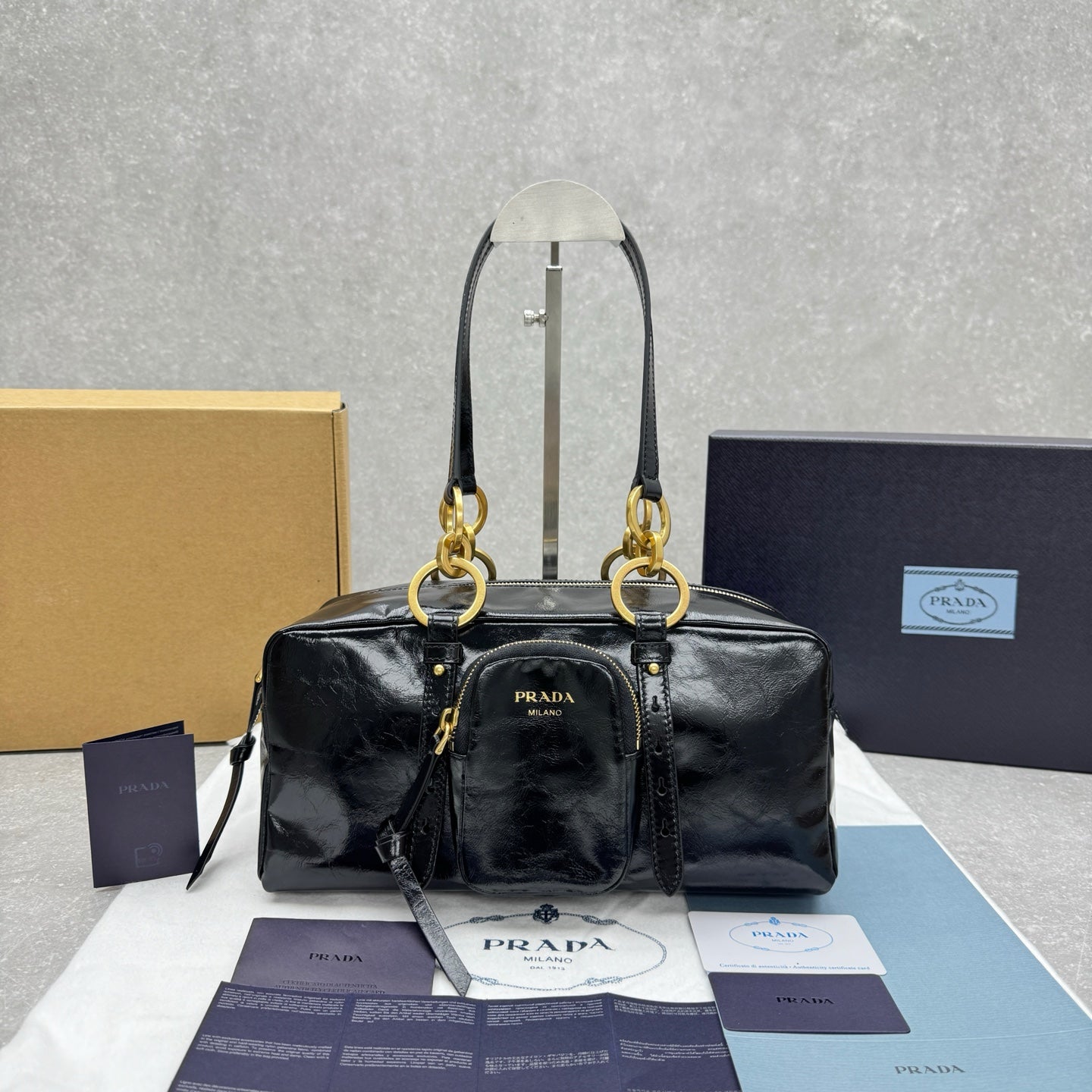 ＰＲＤＡ DANGLE MEDIUM LEATHER TOP-HANDLE BAG