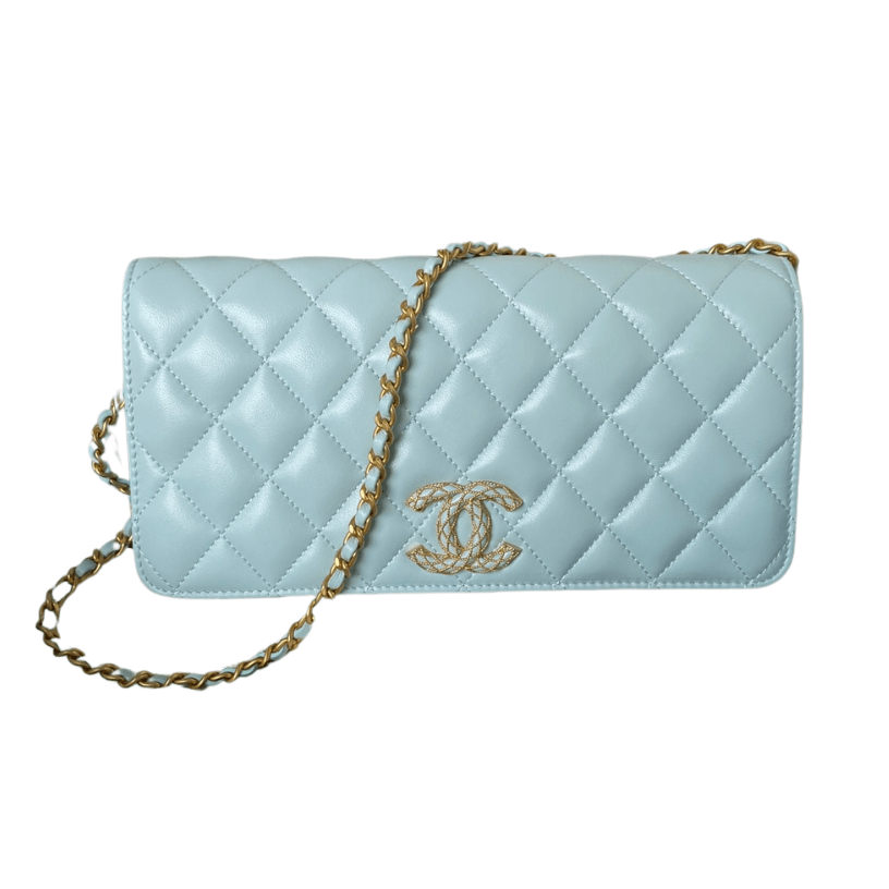 ＣＨＮＥＬCLASSIC WALLET ON CHAIN BABY BLUE